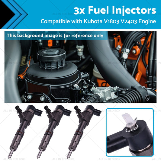 3x Fuel Injectors Suitable for Kubota V1803 V2403 Engine Tractor MX5200F L3301DT-0