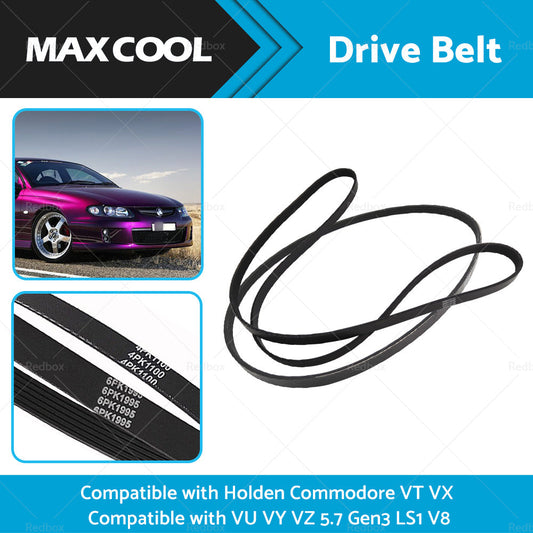 Drive Belt For Holden Commodore VT VX VU VY VZ 5. 7 Gen3 LS1 V8 4PK1100 6PK1995-1