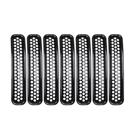 Front Mesh Grille Inserts Grill Cover Trim Suitable For Jeep Wrangler TJ 1997-2006-0