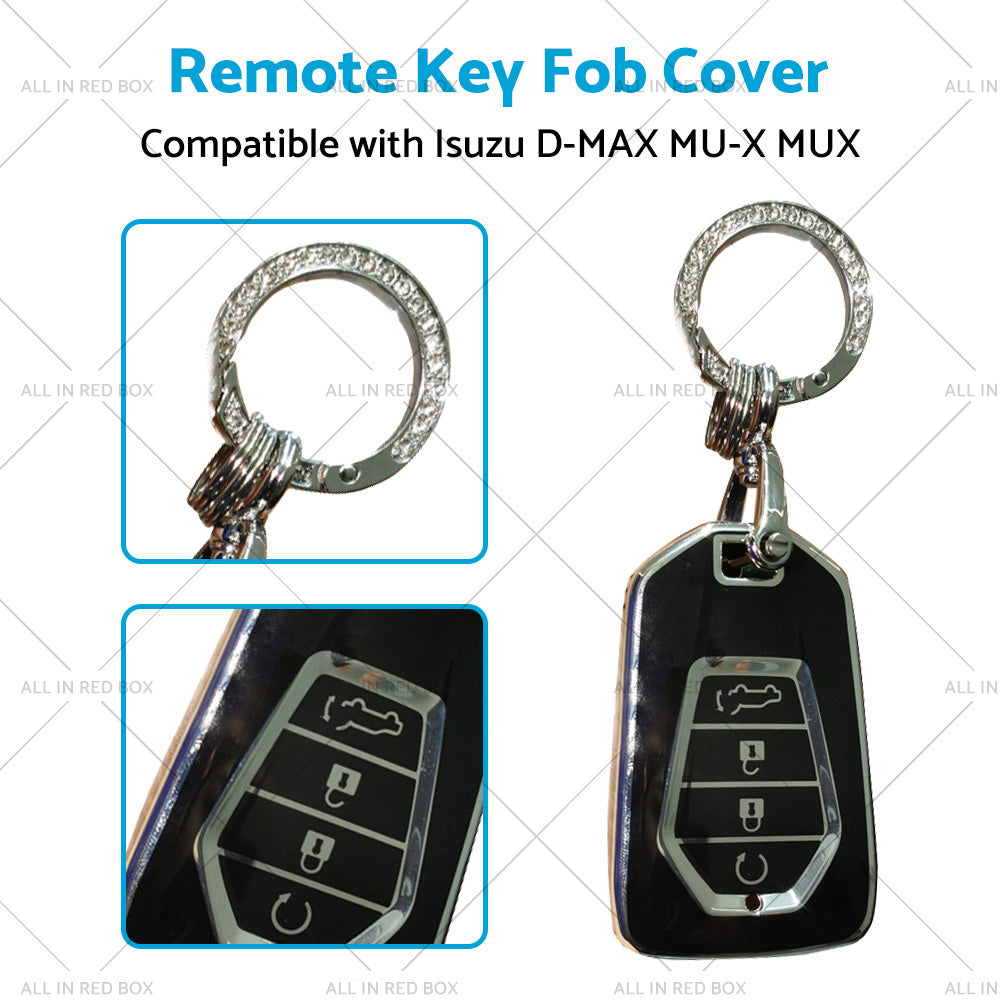 TPU Car Remote Key Fob Cover Suitable for Isuzu D-MAX MU-X MUX 4 Button Black-2