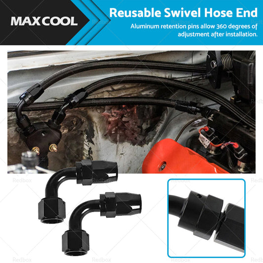 2x AN10 10 AN 90 Degree Swivel Fast Flow Oil Fuel Hose End Fitting Adaptor-0