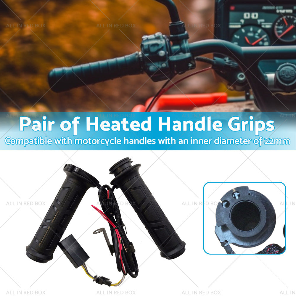 12v Motorcycle Heated Hand Rubber Grips 22mm 7 8'' Handlebar Grip Adjustable Hot-2