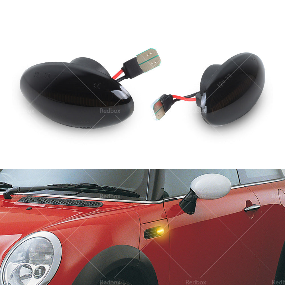 2x Black Smoked Side Indicator LED Repeater Light Mini Cooper R56 Coupe R58 R57-3