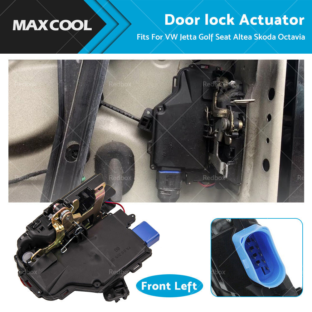 Front Left Door lock Actuator Fits For VW Jetta Golf Seat Altea Skoda Octavia-0