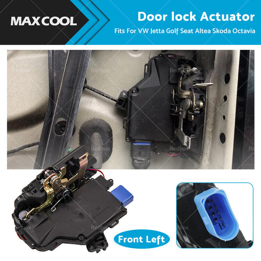 Front Left Door lock Actuator Fits For VW Jetta Golf Seat Altea Skoda Octavia-0