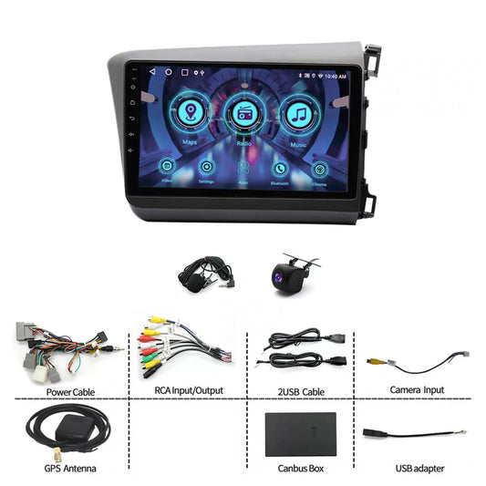 Car Stereo GPS Nav Head Unit Suitable for Honda Civic 2012-2015 4+64G Carplay-0