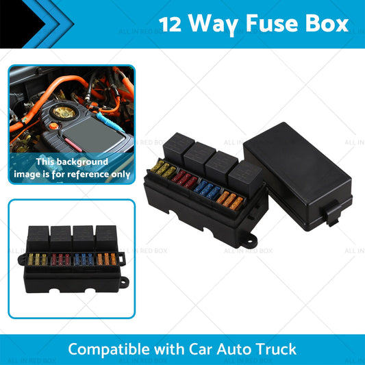 12 Way Blade Fuse Box 4-Relay Holder and Terminal and Fuse 12V 40A Car Auto Truck 4Pin-1
