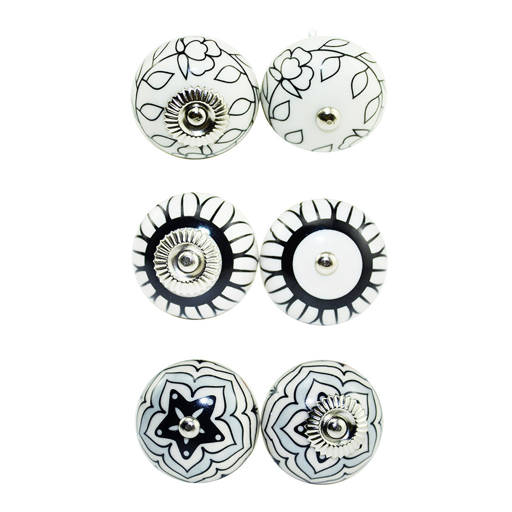 6 Pcs Cupboard Door Knobs Handles Drawer Pull Vintage Ceramic Knob Shabby Chic-6