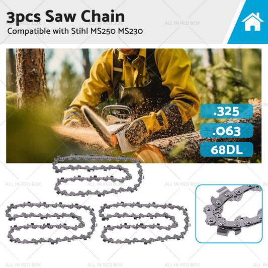 3PCS Chainsaw Chain. 325 063 68DL Suitable for Stihl 18inch MS250 MS251 MS230 MS231-0