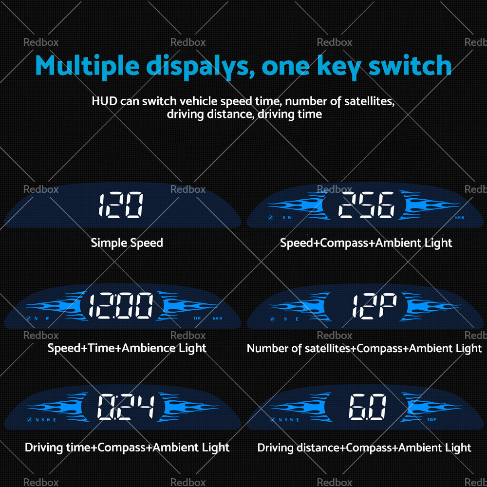 Car HUD Head Up Display LCD Digital GPS Speedometer Overspeed Alarm Universal-2