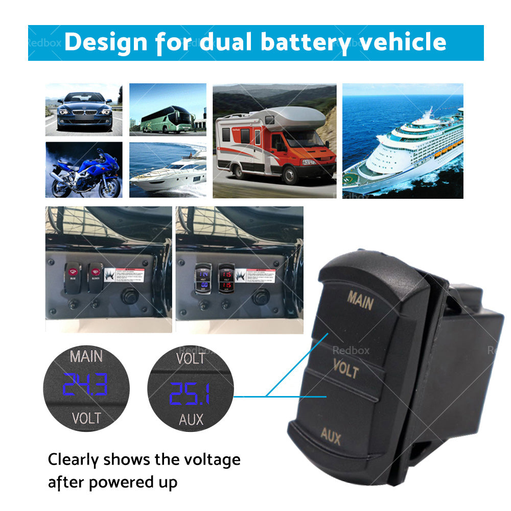 12V-24V Dual Voltmeter Battery Monitor LED Digital Car Boat Voltage Marine Gauge-4
