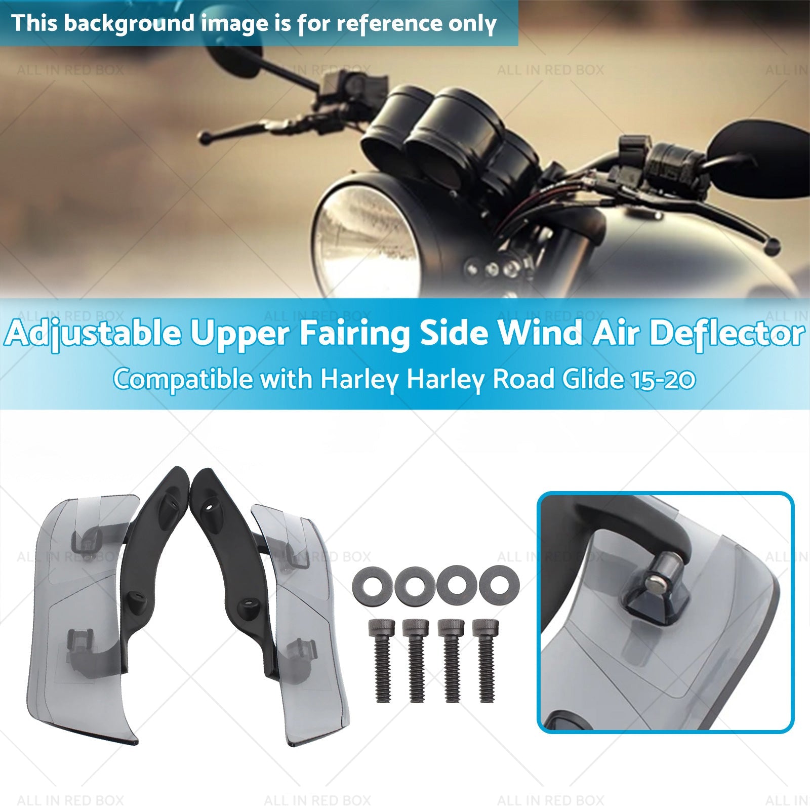 Adjustable Upper Fairing Side Wind Air Deflector Suitable For Harley Road Glide-2
