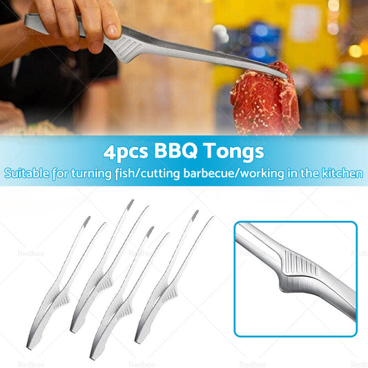 4PCS Korean and Japanese BBQ Tongs Self-Standing Grill Tongs Non-Slip Cooking-1
