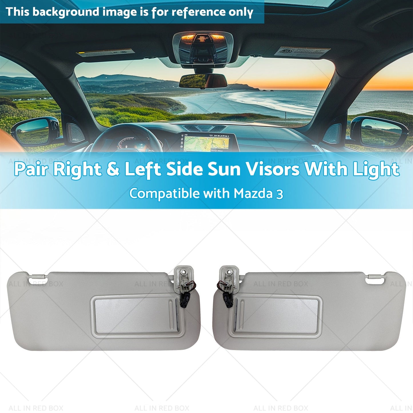 BBM369270C75 2x Right and Left Side Sun Visors With Light Suitable for 10-13 Mazda 3-2