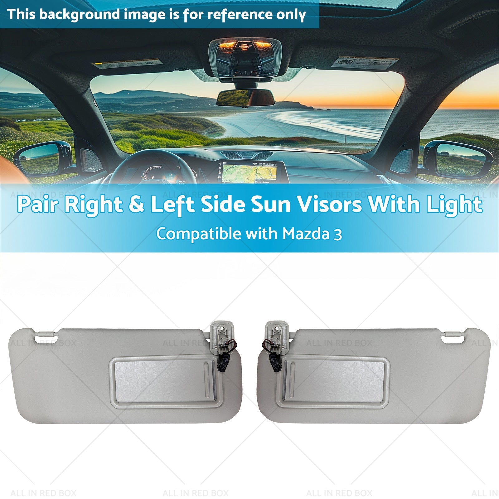 BBM369270C75 2x Right and Left Side Sun Visors With Light Suitable for 10-13 Mazda 3-2