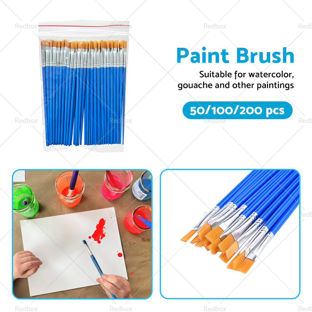 50-200pcs Flat Paint Brushes Small Brush Bulk for Detail Painting Craft Art Gift-2