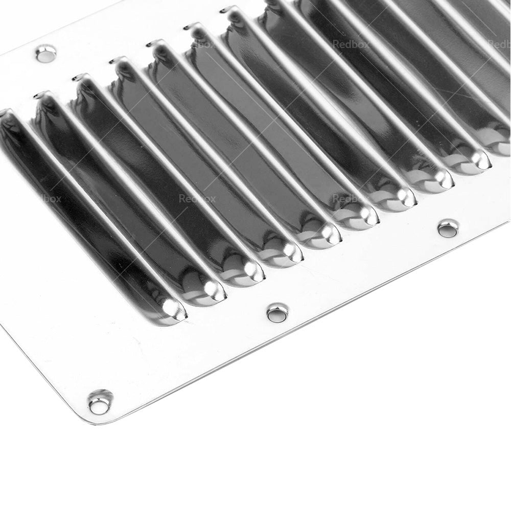 2 x Stainless Steel Rectangular 14 Louvre Air Vent, Caravan, Boat, Wall Eave-3