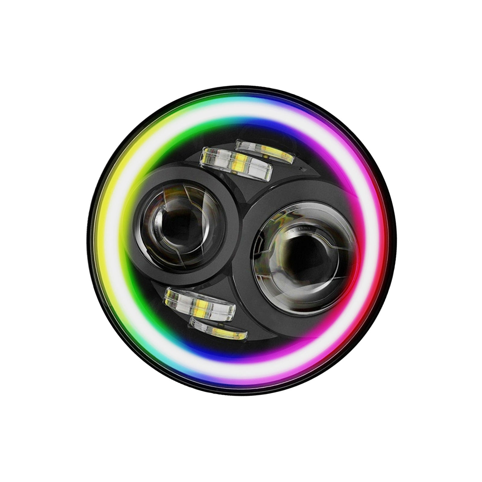 RGB Halo 7-Inch LED Projector Headlights Hi/Lo Beam DRL Suitable For Jeep GQ-3