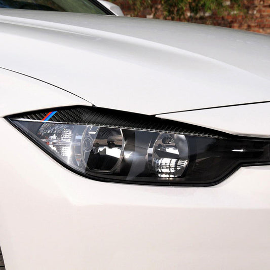 Carbon Fiber Eyelids Eyebrow Headlight Retrofit Accessories for BMW F30 3 Series-0
