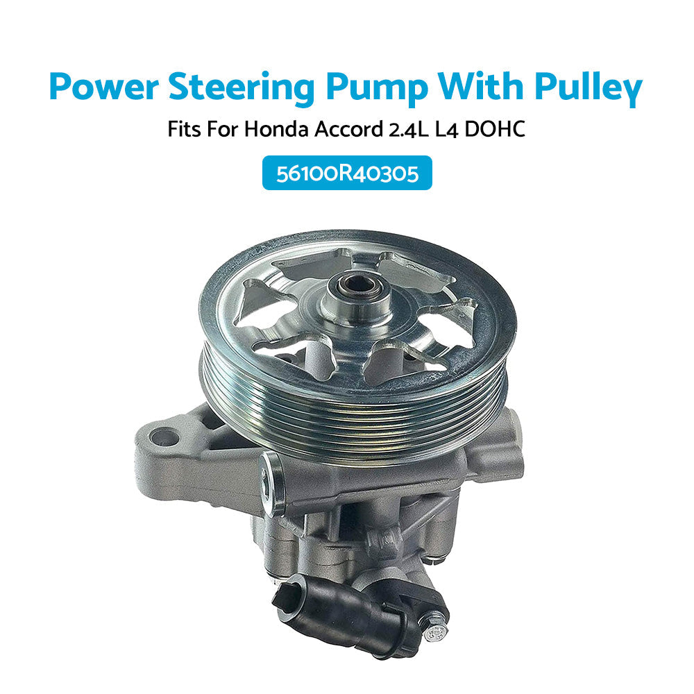 Power Steering Pump w Pulley Suitable for Honda Accord 2. 4L L4 DOHC 08-12 56100R40305-3
