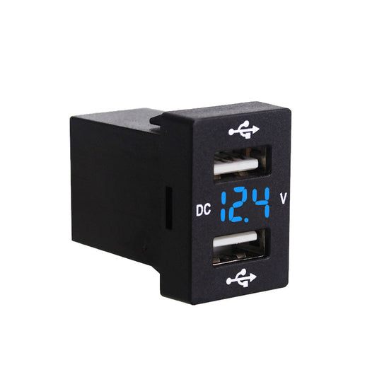 Dual USB Charger + Volt Meter Suitable For Toyota Hilux Prado Blue LED 12V 4.2A-0