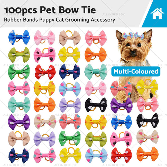 Up To 100PCS Pet Small Dog Hair Bows Rubber Bands Puppy Cat Grooming Accessory-0
