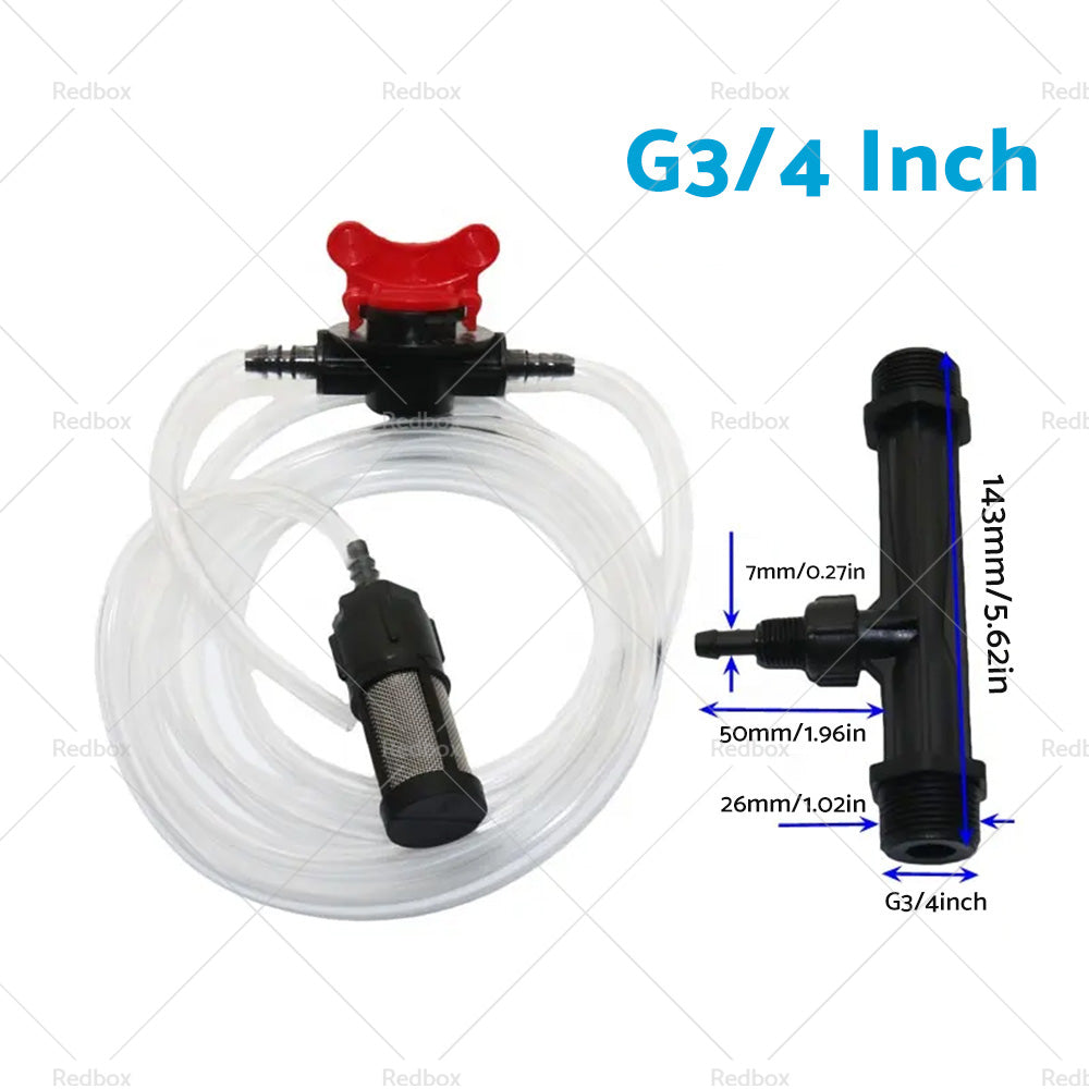 1/2  3/4  Irrigation Venturi Fertilizer Kit Injector Water Tube Switch Filter-5