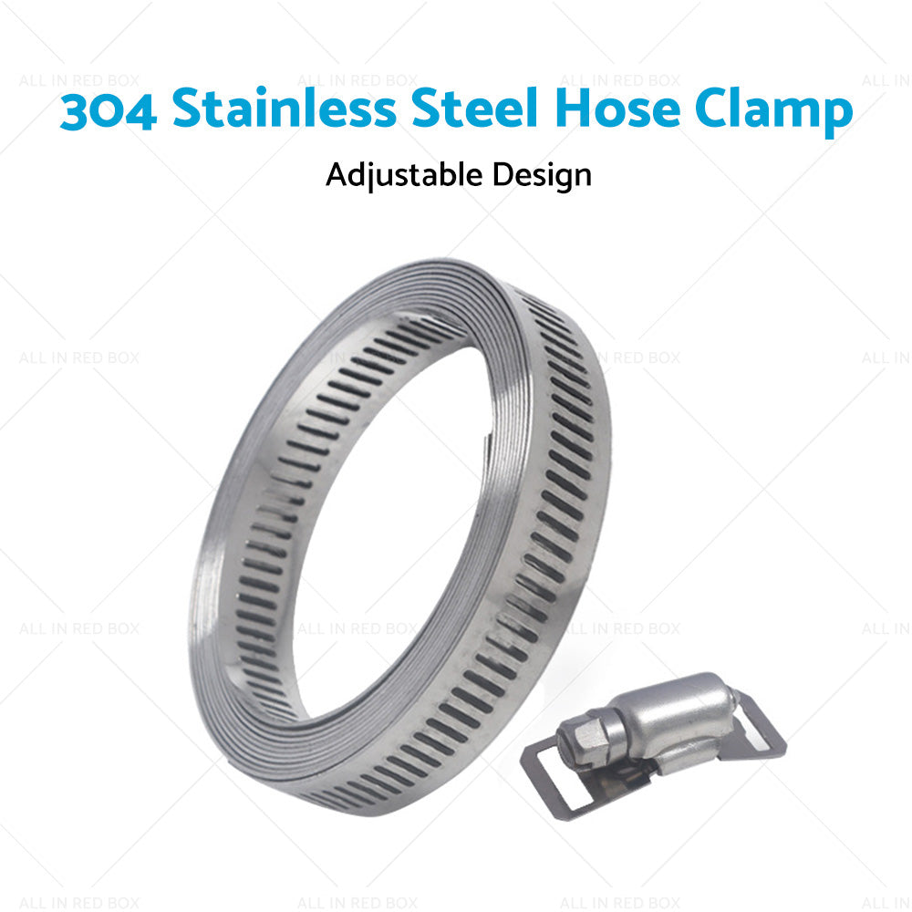304 Stainless Steel Worm Clamp Hose Clamps Strap with Fasteners Adjustable DIY-1