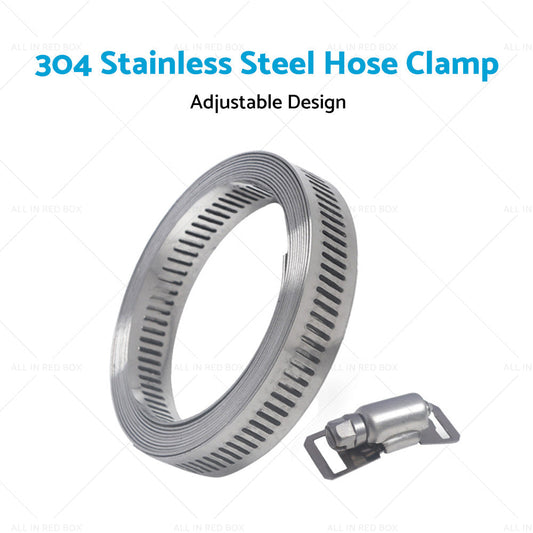 304 Stainless Steel Worm Clamp Hose Clamps Strap with Fasteners Adjustable DIY-1