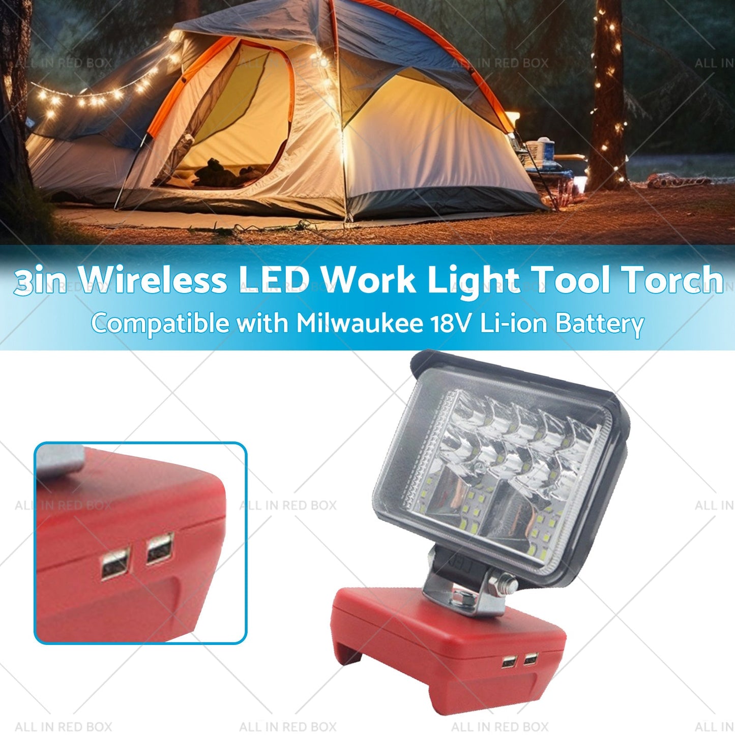 3in Wireless LED Work Light Tool Torch Suitable for Milwaukee 18V Li-ion Battery-1