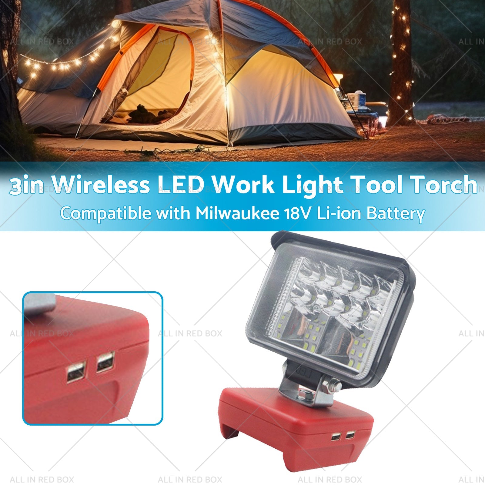 3in Wireless LED Work Light Tool Torch Suitable for Milwaukee 18V Li-ion Battery-1