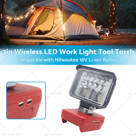 3in Wireless LED Work Light Tool Torch Suitable for Milwaukee 18V Li-ion Battery-1