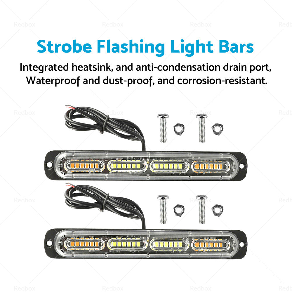 2x 48 LED Amber Recovery Strobe Flashing Grille Lightbar Lamp Truck Beacon Light-1