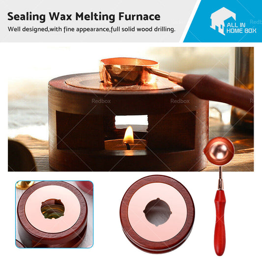 Sealing Wax Furnace Kit Warmer Melting Spoon Tool Stamp Candle Stamp Seal Card-0