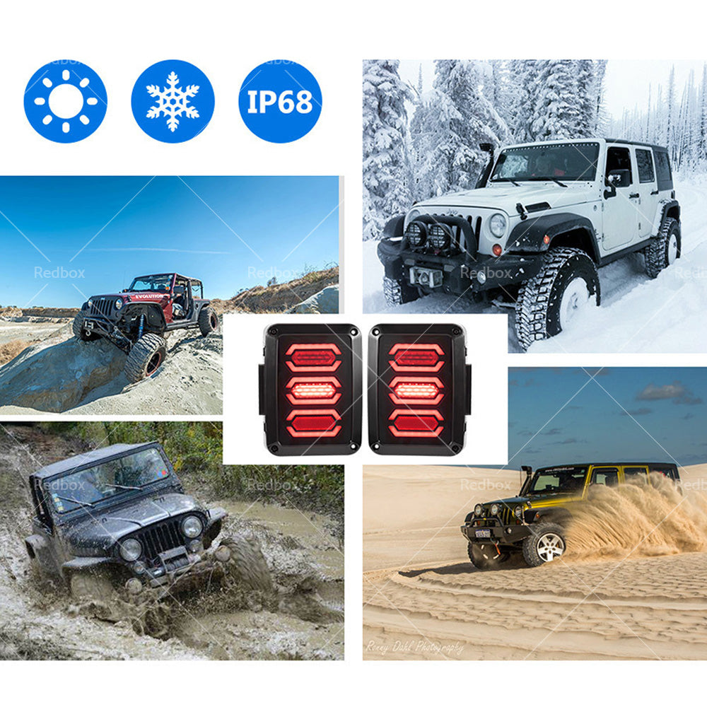 Smoked LED Tail Light Rear Lamp LED Lights Fit for Jeep Wrangler JK 2007-2017-2