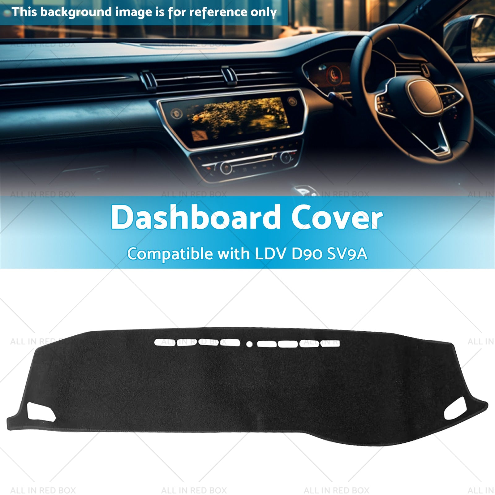 Non-Slip Dash Mat Suitable For LDV D90 SV9A 2017-2022 Dashboard Cover Black-2