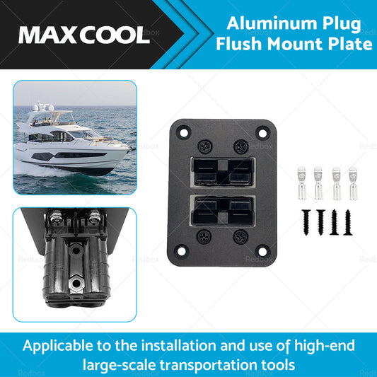 DUAL TWIN Aluminum For Anderson Style Plug Flush Mount Plate Panel 50 Amp-1