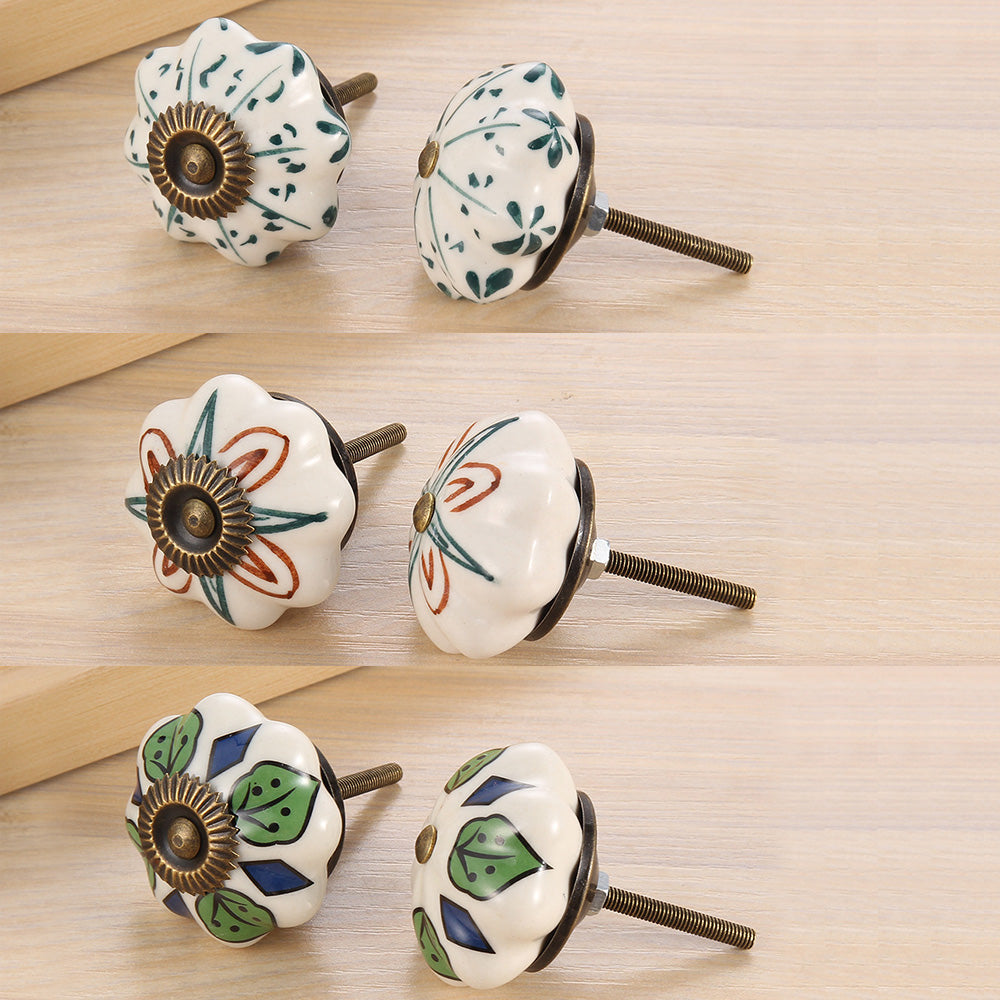6 Pcs Cupboard Door Knobs Handles Drawer Pull Vintage Ceramic Knob Shabby Chic-1
