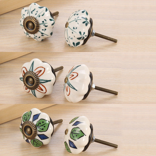 6 Pcs Cupboard Door Knobs Handles Drawer Pull Vintage Ceramic Knob Shabby Chic-1