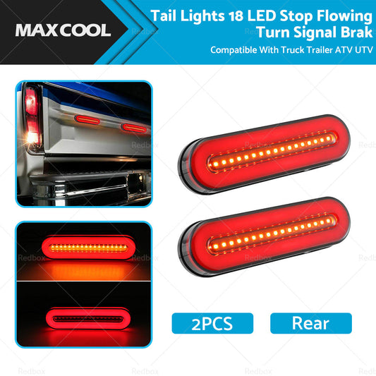 2X Tail Lights 18 LED Stop Flowing Turn Signal Brake Rear Truck Trailer ATV UTV-0
