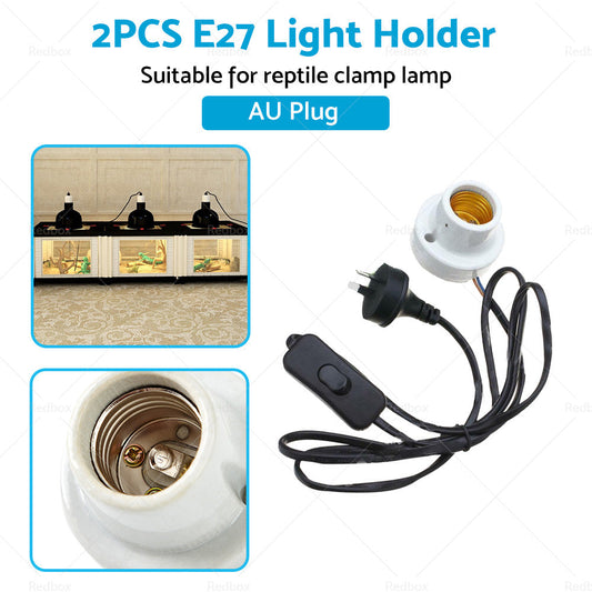 2PCS Ceramic Heat UV UVB Lamp Light Holder For Brooder Reptile Basking Tortoise-1