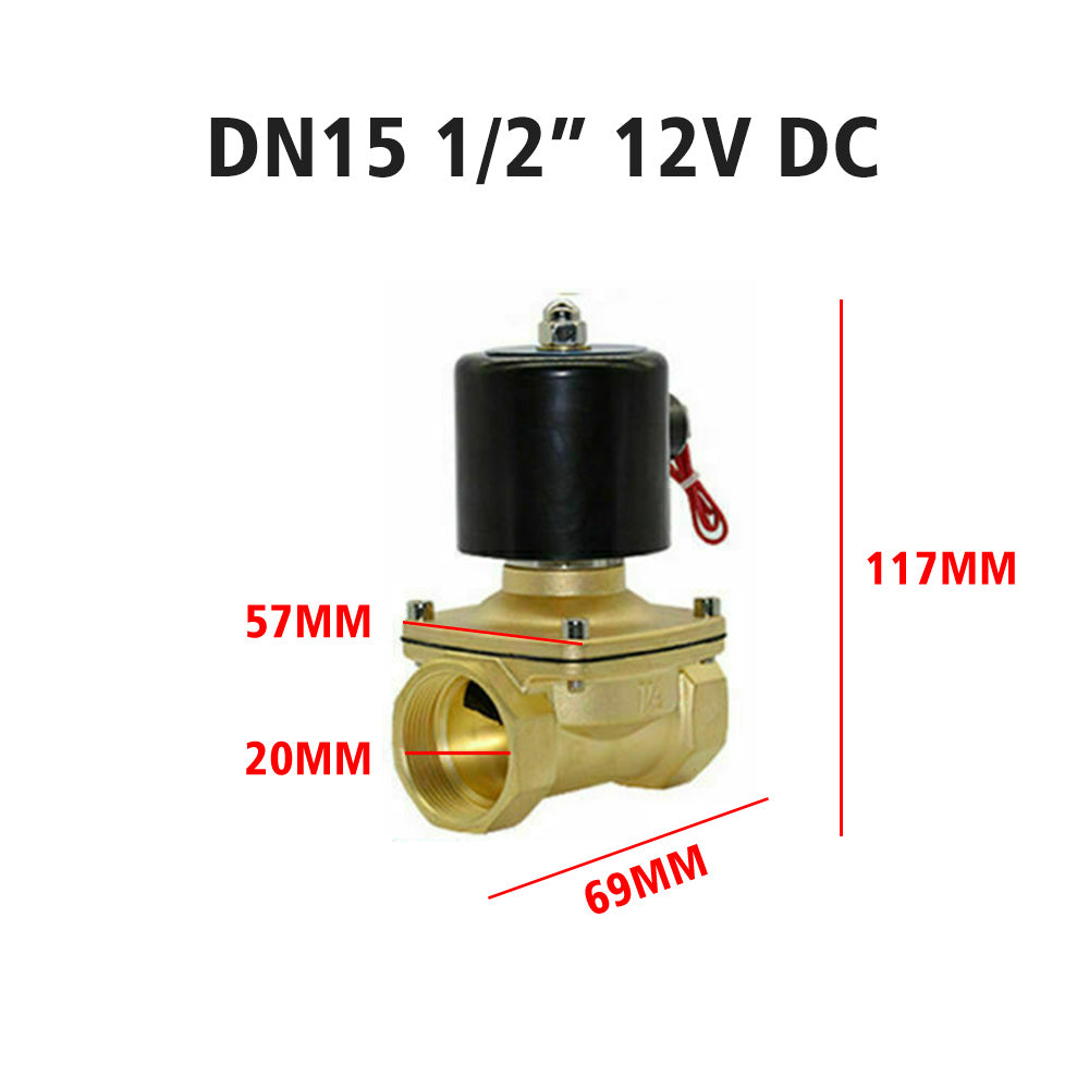 2 Way Electric Solenoid Valve Water Air Brass N/C Gas Oil Normally Closed DC 12V-4