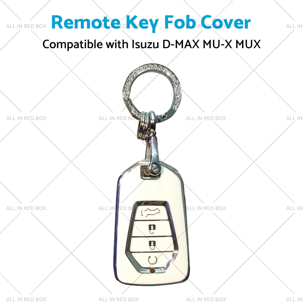 TPU Car Remote Key Fob Cover Suitable for Isuzu D-MAX MU-X MUX 4 Button White-3