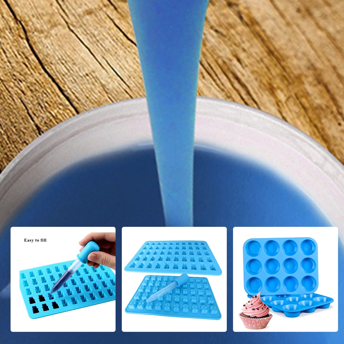 SH25 Liquid Silicone Rubber Mould Making Kit 100:3 Mix - 1Kg 5Kg 10Kg Blue-3