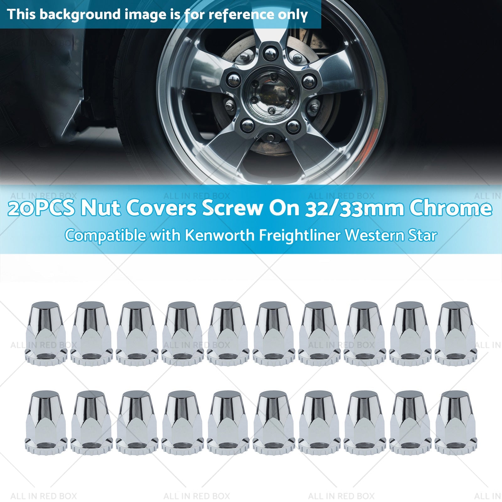 20x Nut Covers Screw Chrome 33mm Suitable for Kenworth Freightliner Western Star-2