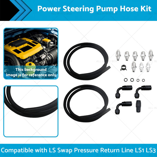 Power Steering Pump Hose Kit Suitable for LS LS1 LS3 Swap Pressure Return Line-1