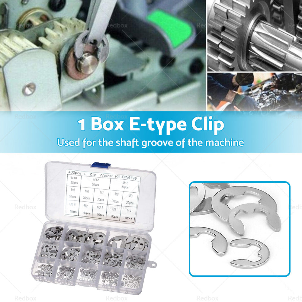 Stainless Steel E Clips C Circlip Kit Retaining Ring 400PCS Assorted M1. 5-M15mm-1