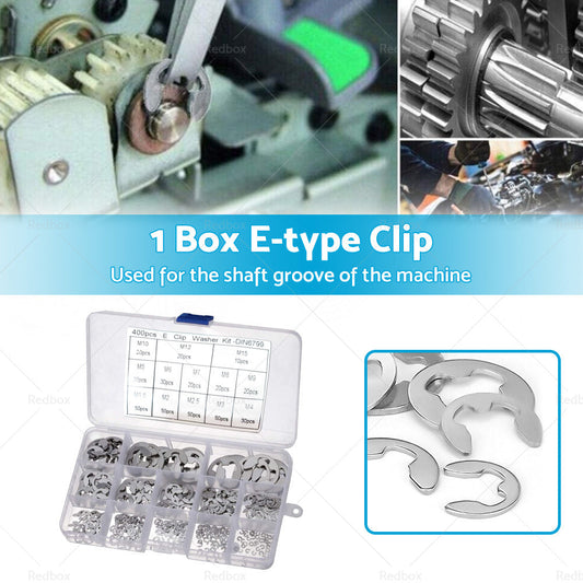 Stainless Steel E Clips C Circlip Kit Retaining Ring 400PCS Assorted M1. 5-M15mm-1
