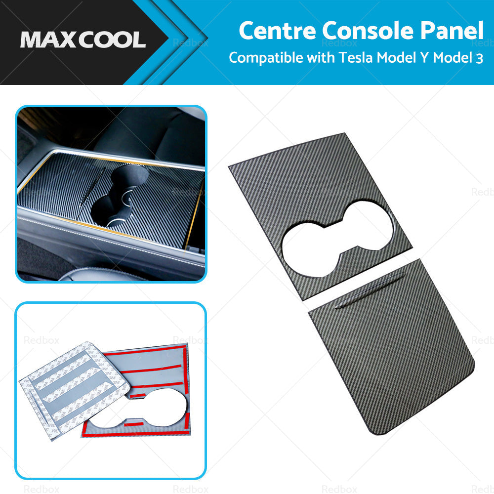 Carbon Fiber Style Center Control Panel Wrap Suitable for Tesla Model Y Model 3-0
