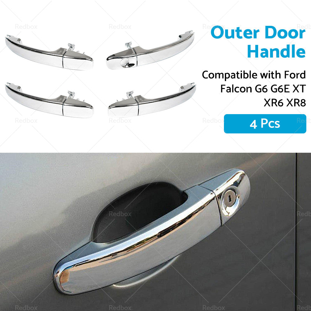 Full Set 4PCS Outer Door Handle Chrome Suitable For Ford FG Falcon G6 XT XR6 XR8-3